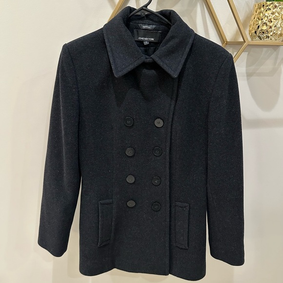Double-breasted pea coat Jones New York dark charcoal size 4 - Picture 2 of 6